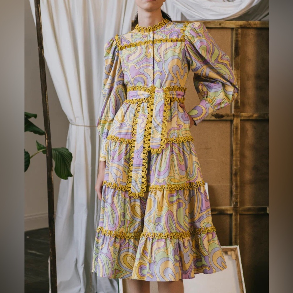 CeliaB Pastel Swirl Long Sleeve Dress
